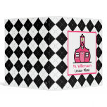Teacher Binder - Black Argyle & Pink