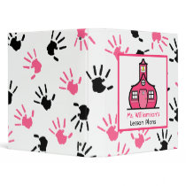 Teacher Binder - Pink & Black Handprints