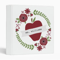 Teacher Binder Red Apple Floral Wreath binders