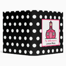 Teacher Binder - White Polka Dots