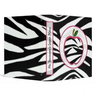 Teacher Binder - Zebra Print Apple binder