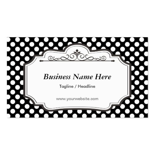 Teacher - Black Polka Dots Business Card Templates (back side)