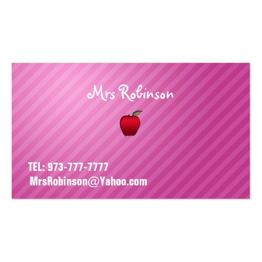 Teacher business card (back side)