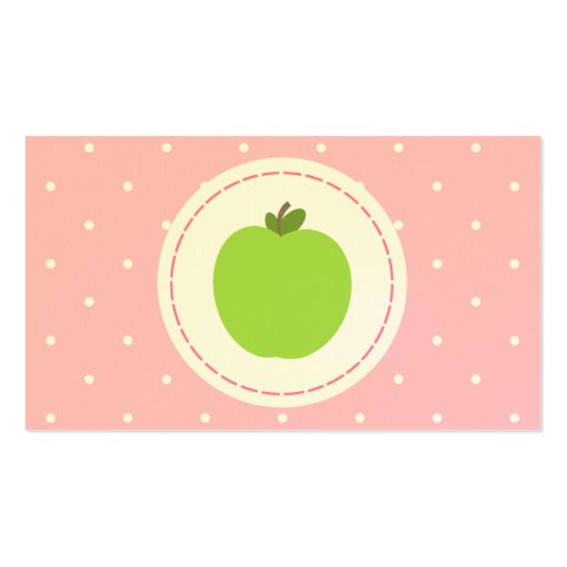 Teacher Business Card - Pink With White Polka Dots (front side)