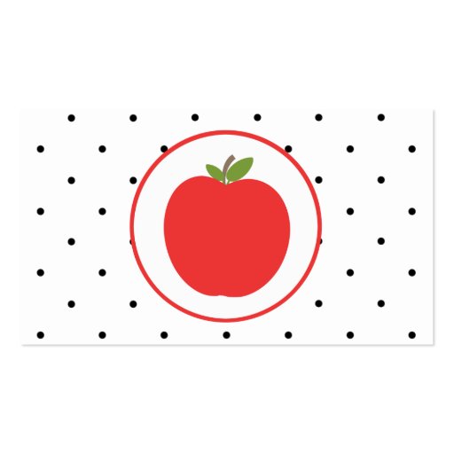 Teacher Business Card - Red Apple Small Polka Dots