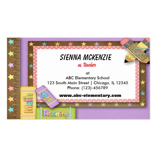 Teacher Business Card Templates (front side)