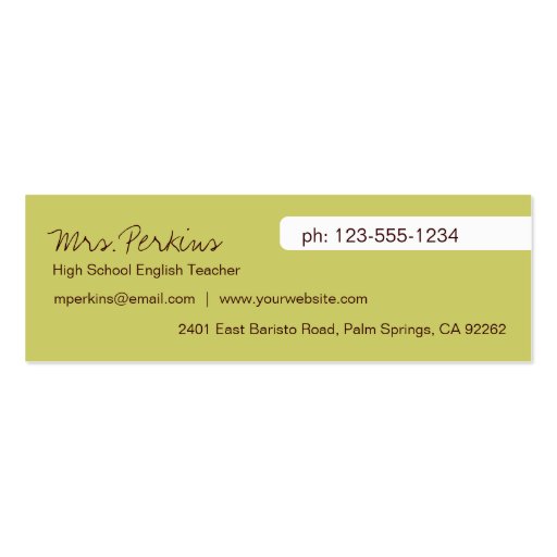 Teacher Business Cards (back side)