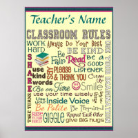 Teacher Class Room Rule Add Name Customize Poster