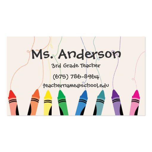 Teacher Crayons Business Card (front side)