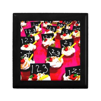 Teacher cupcake repeat on pink background keepsake boxes