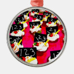 Teacher cupcake repeat on pink background ornaments