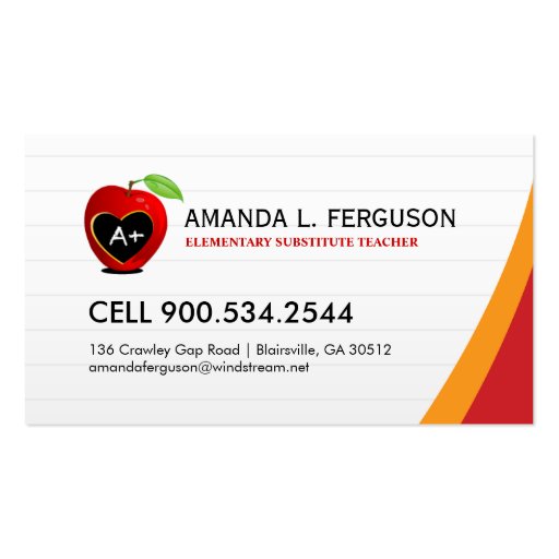 Teacher - Educator Business Card