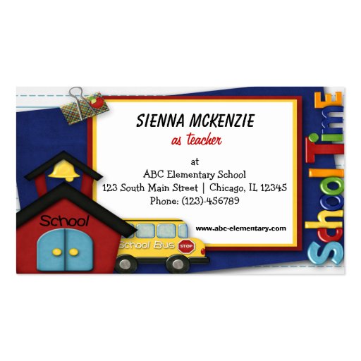 Teacher Elementary School Business Card (front side)