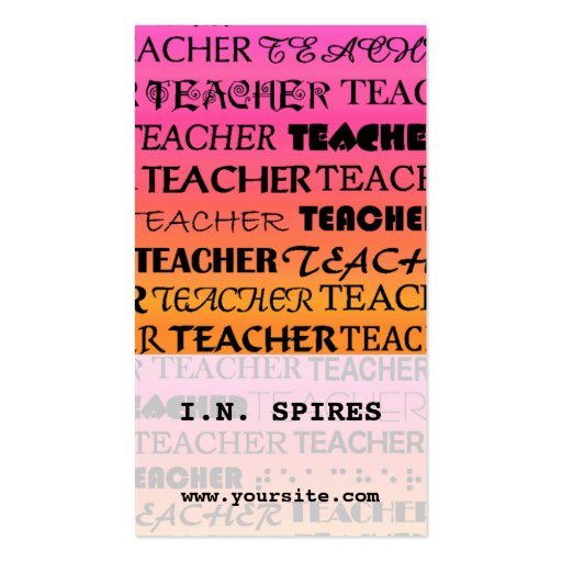 Teacher Fonts Business Card (front side)