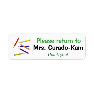 Teacher Gift Labels Return to Name Colored Pencils