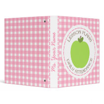 Teacher Lesson Plans & Attendance Green Apple Pink 3 Ring Binder