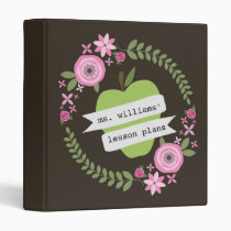 Teacher Lesson Plans Green Apple Floral - Brown binders