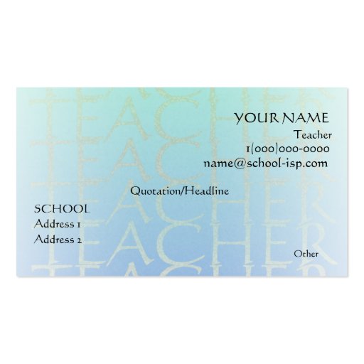 Teacher Light Blue Business Profile Card Template Business Card