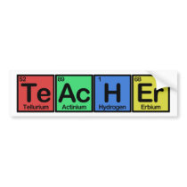 Teacher made of Elements colors Bumper Stickers