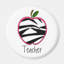 Teacher Magnet - Zebra Print Apple magnets