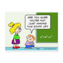 teacher making algebra up in school postcard