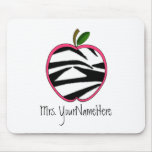 Teacher Mousepad - Zebra Print Apple