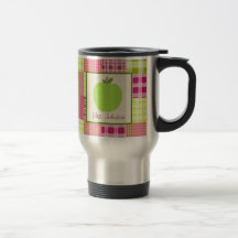 Teacher Mug Green Apple Madras Inspired Plaid