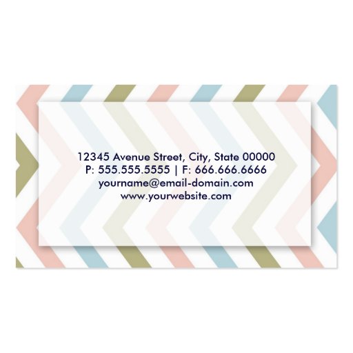 Teacher - Natural Graceful Chevron Business Card Template (back side)