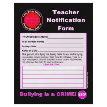 Teacher Notification Form For Bullying Custom Flyer