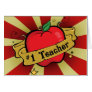 Teacher Number One Apple & Beams Tattoo Card