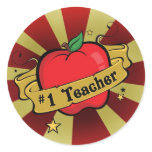 Teacher Number One Apple & Beams Tattoo Sticker