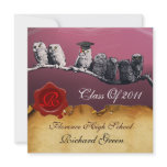 TEACHER OWL GRADUATION PARCHMENT WAX SEAL MONOGRAM invitations