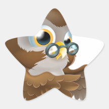 Teacher owl pointing star sticker