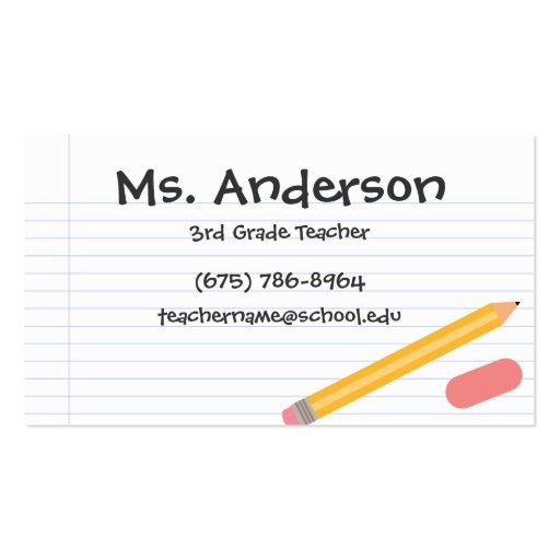 Teacher Pencil Business Card