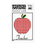 Teacher Postage Stamp - Red Gingham Apple