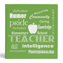 Teacher Pride-Attributes/Lime Green Vinyl Binder