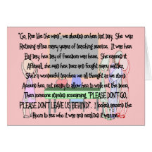 Teacher Retirement "Don't Go" Story Art Gifts Card