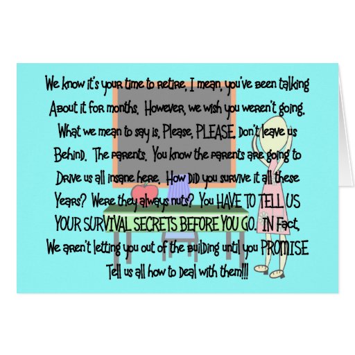 Teacher Retirement "Insane Parents" Story Art Gift Card