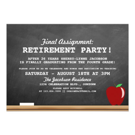 Teacher Retirement Party Invitation (front side)