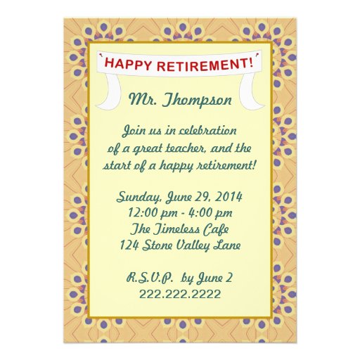 Teacher Retirement Personalized Party Invitation