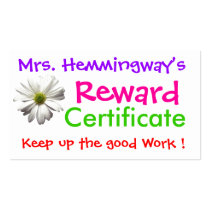 Teacher Reward Certificate by SRF business cards by sharonrhea Teacher Reward Certificate by SRF business cards