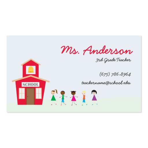 Teacher School and Children Business Card (front side)