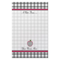 Teacher Stationery - Charcoal Gray Gingham Apple