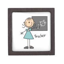 Teacher Stick Figure Premium Jewelry Boxes