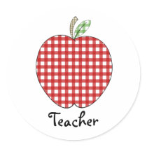 Teacher Sticker - Red Gingham Apple