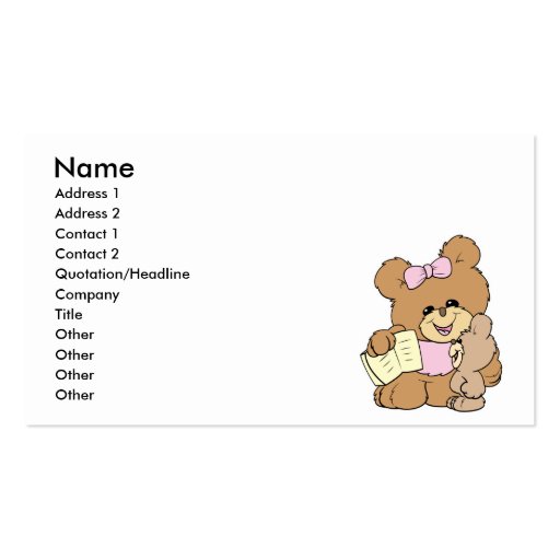 teacher teaching baby teddy bear design business card templates (front side)