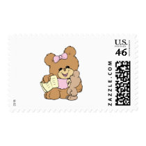 teacher teaching baby teddy bear design postage stamp