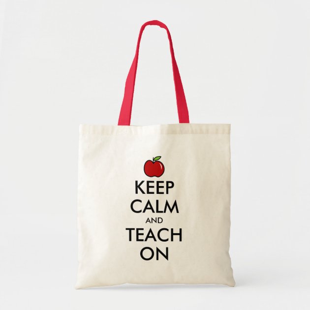 Teacher tote bag | Red apple keep calm & teach on