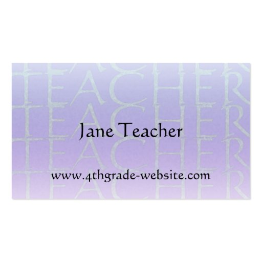 Teacher Violet Blue Business Profile Card Template Business Card Templates (back side)