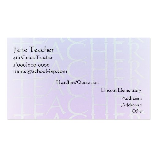 Teacher Violet Blue Business Profile Card Template Business Card Templates